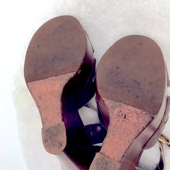 Chloe Saturnia Brown Calf Wedge size 38 - Picture 6 of 6